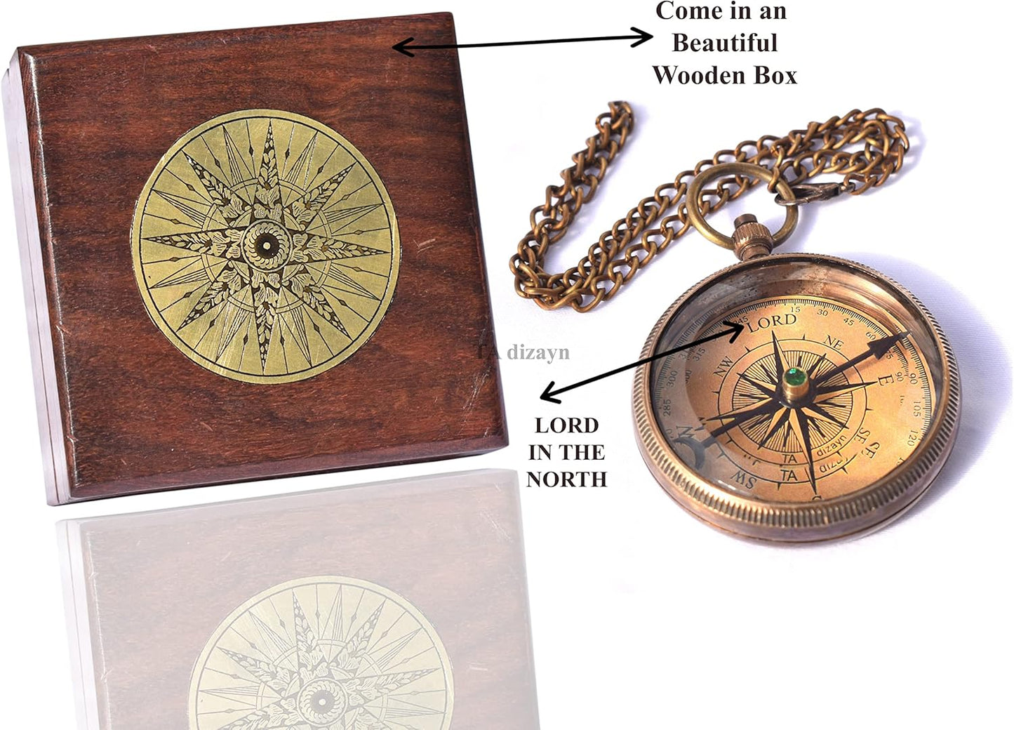 Trust in The Lord With All Your Heart - Proverbs 3:5-6 Quote Engraved Compass With Wooden Box, Greeting Card, Gift Compass, Graduation Day Gifts 2024 for Women Men Boys Girls