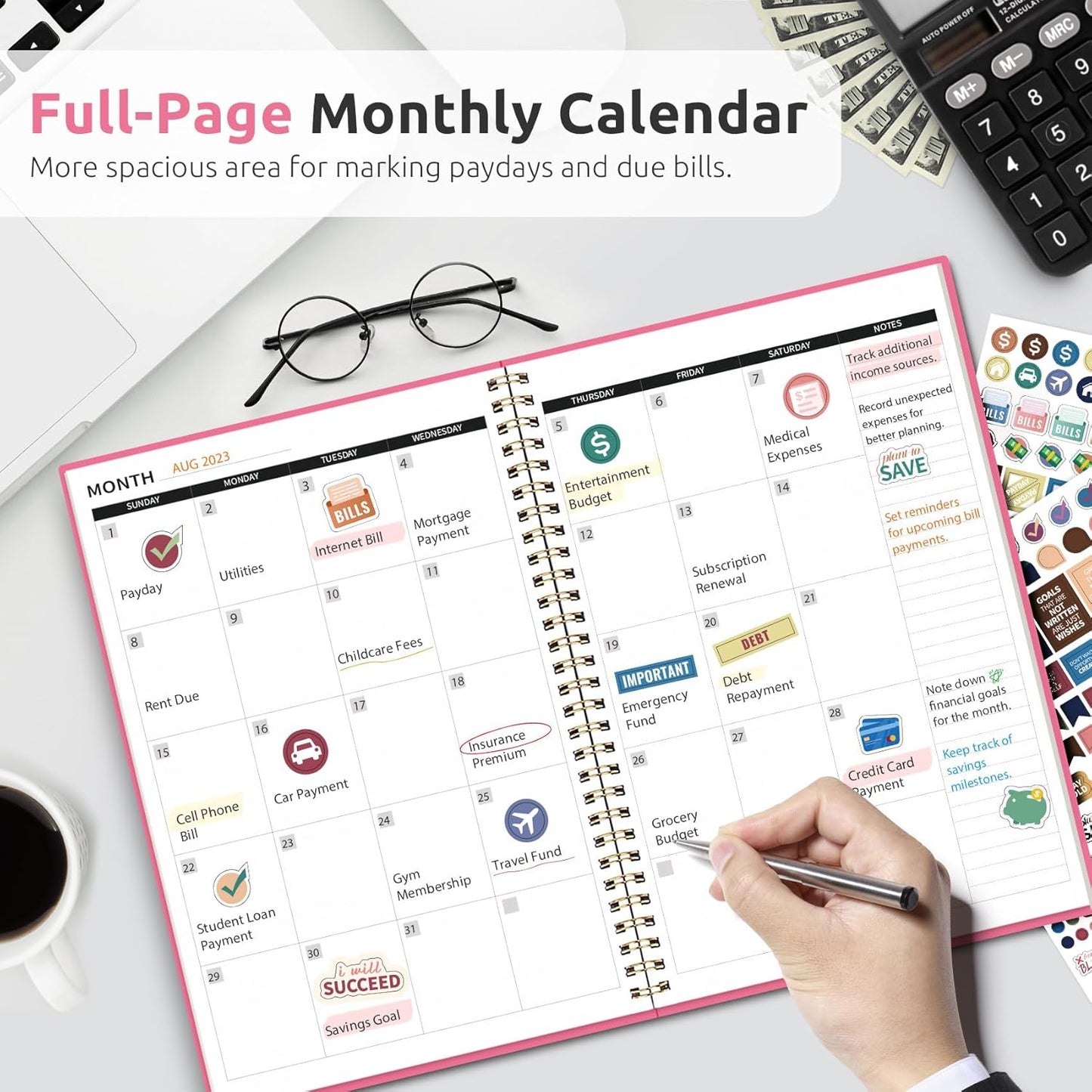 Aesthetic Budget Planner - Monthly Finance Planner with Expense Tracker Notebook, Undated Bill Organizer to Manage Your Finances, Account Book with Colorful Pattern-Bloom Floral