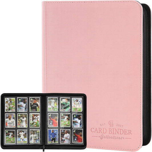 9 Pockets Card Binder,Premium Zip Trading Card Binder,540 Double Sided Pocket PU Collection Binder, Collector Album, Card Folder for MTG, TCG, Business Cards.(Pink)
