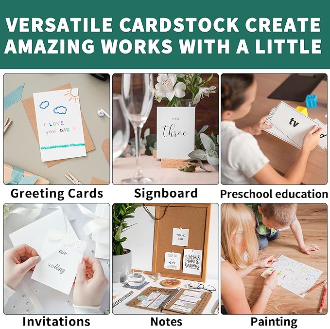 200 Sheets White Cards Blank - 5''x7'' White Card Stock 200gsm/75lb Thick Paper Cardstock, Heavy CardStock Blank for Wedding Invitations, Index Cards, Greeting, Note -PAP07200200