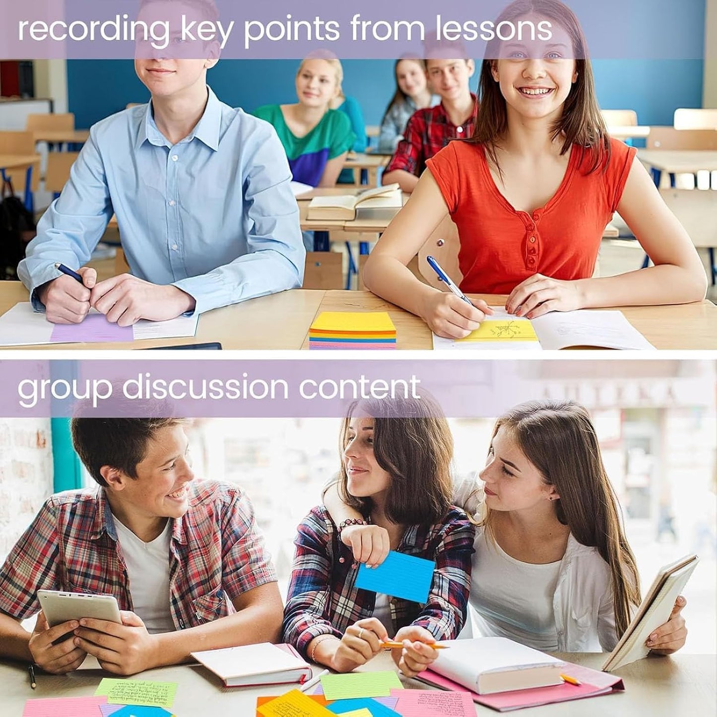 Koogel Index Cards 3x5, Colored Index Cards for Back to School, Heavy Weight Flash Ruled Note Card for Studying School Supplies College Office Home Note Taking, 34 Pack of 8, 272 Count, 8 Colors