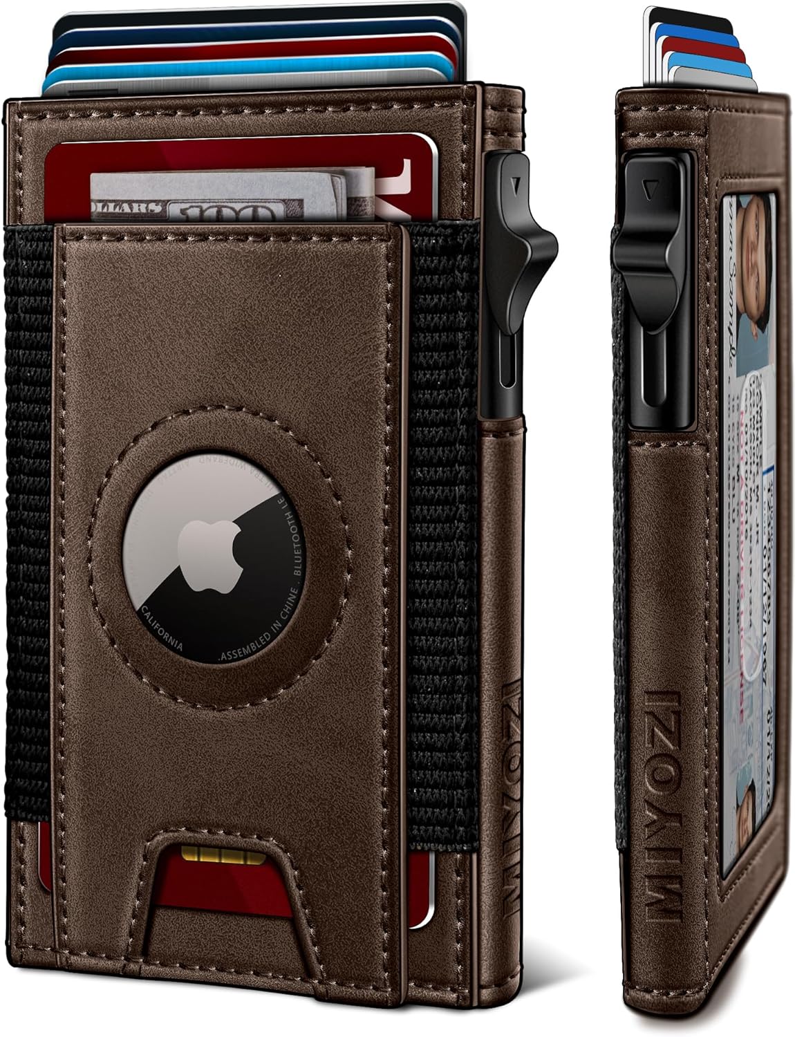 Airtag Wallet for Men, Slim Pop Up Credit Card Holder RFID Blocking Mens Minimalist wallet for 7-9 Cards ID Window, with Gift Box