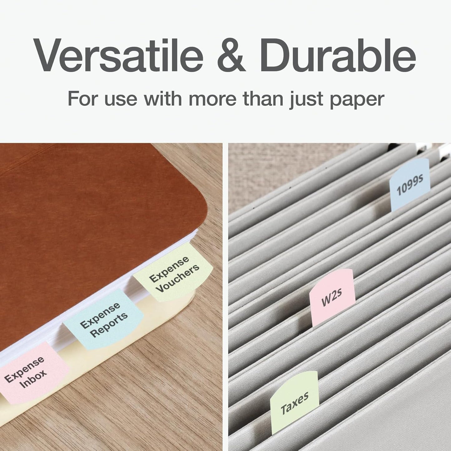 Redi-Tag Laser Printable Tabs, Permanent Index Tabs, Customizable Adhesive Labels, Assorted Pastel Colors, 1.125" x 1.25", 100 Per Pack (1006790)