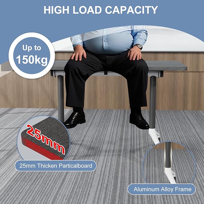 Folding Conference Table, Mobile Training Table for Office Conference, Modern Modular Rectangular Work Desk Meeting Seminar Work Tables with Caster Wheels, Large Breakroom Tables (4Pack L63in)