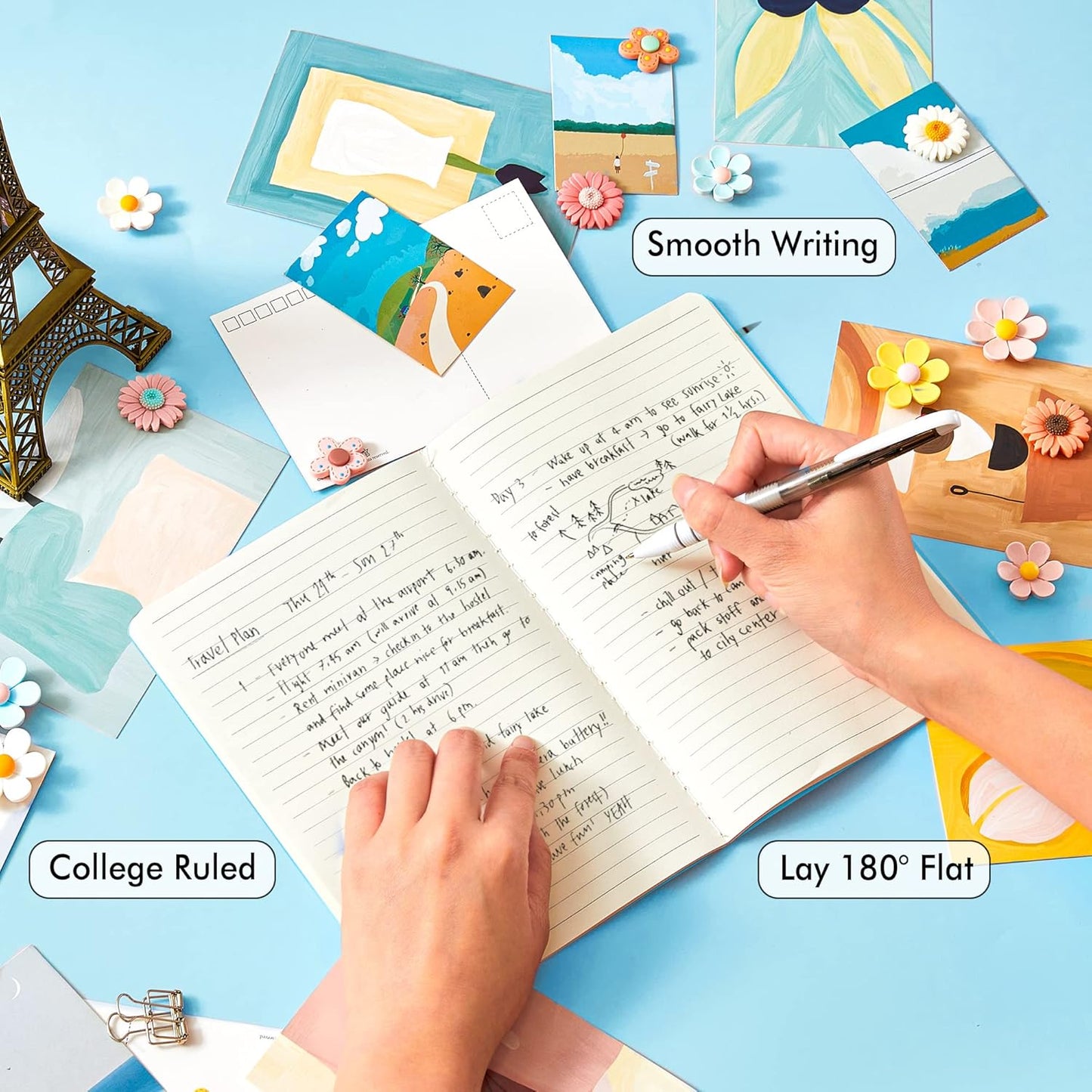 36 Pack Soft Cover Journal Bulk, Feela Lined Blank Travel Journal for Women Men Writing, Notebooks College Ruled for Work, Note Taking Notebook School Business Supplies, 8.2” x 5.5”, A5, Light Blue