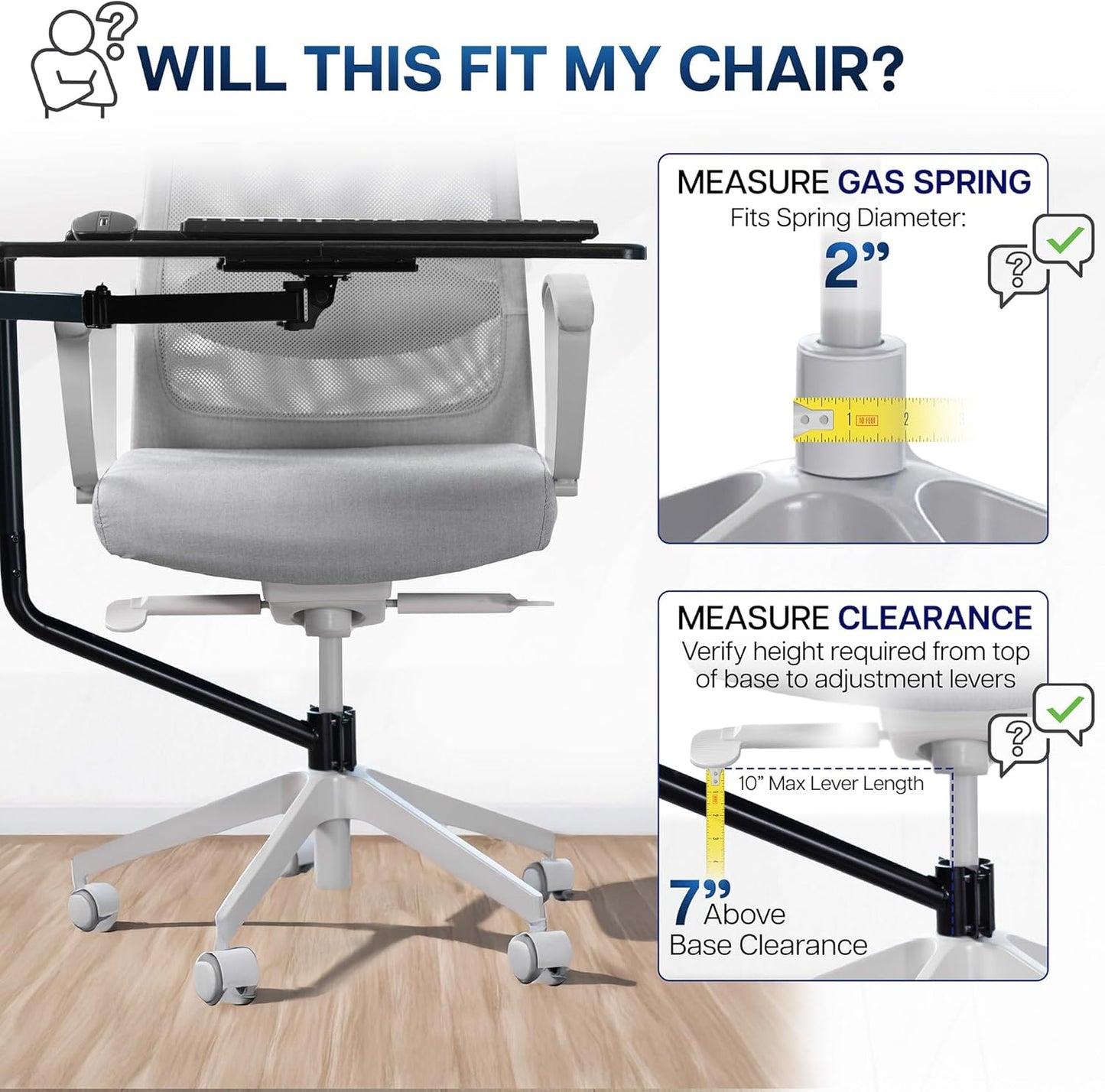 VIVO Office Chair Mounted 26 x 12 Inch Keyboard and Mouse Tray, Ergonomic Tilt, Full Motion 360 Degree Rotation, Black, MOUNT-KB08C