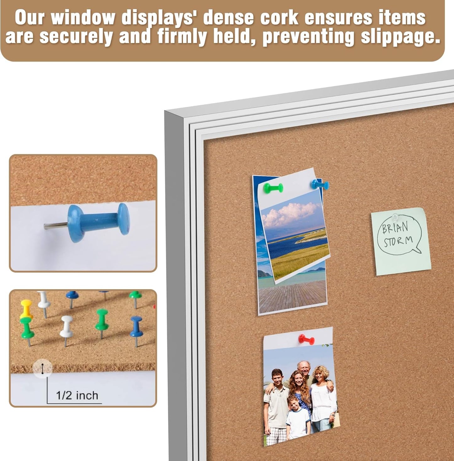 48"x30" Enclosed Bulletin Board, Outdoor Lockable Weather-Resistant Aluminum Cork Noticeboard for School & Office, Silver Frame w/Cork
