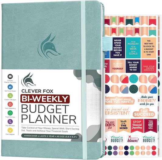 Clever Fox Bi Weekly Budget Planner – Undated Financial Organizer Book – Expense Tracker, Budgeting & Bill Notebook, A5 (Blue Surf)