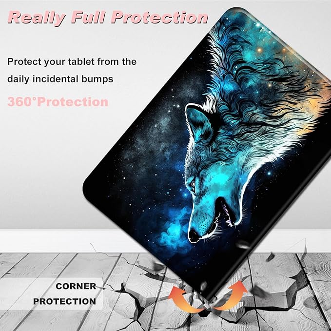 for Amazon Kindle Fire Max 11 Case (13th Generation, 2023 Release) 11",Slim Lightweight Smart Shell Stand Cover with Auto Wake/Sleep for All-New Fire 11 Max Tablet,Blue Wolf Howling