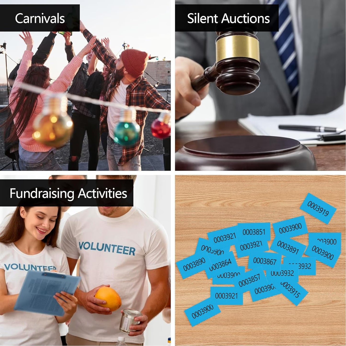 500 Pieces Auction Silent Ticket Basket Tickets Raffle Tickets Sheets Blue 4"×9" for Chinese Door Prize Fundraiser Drink Carnival Penny Auction Events-500 Numbers