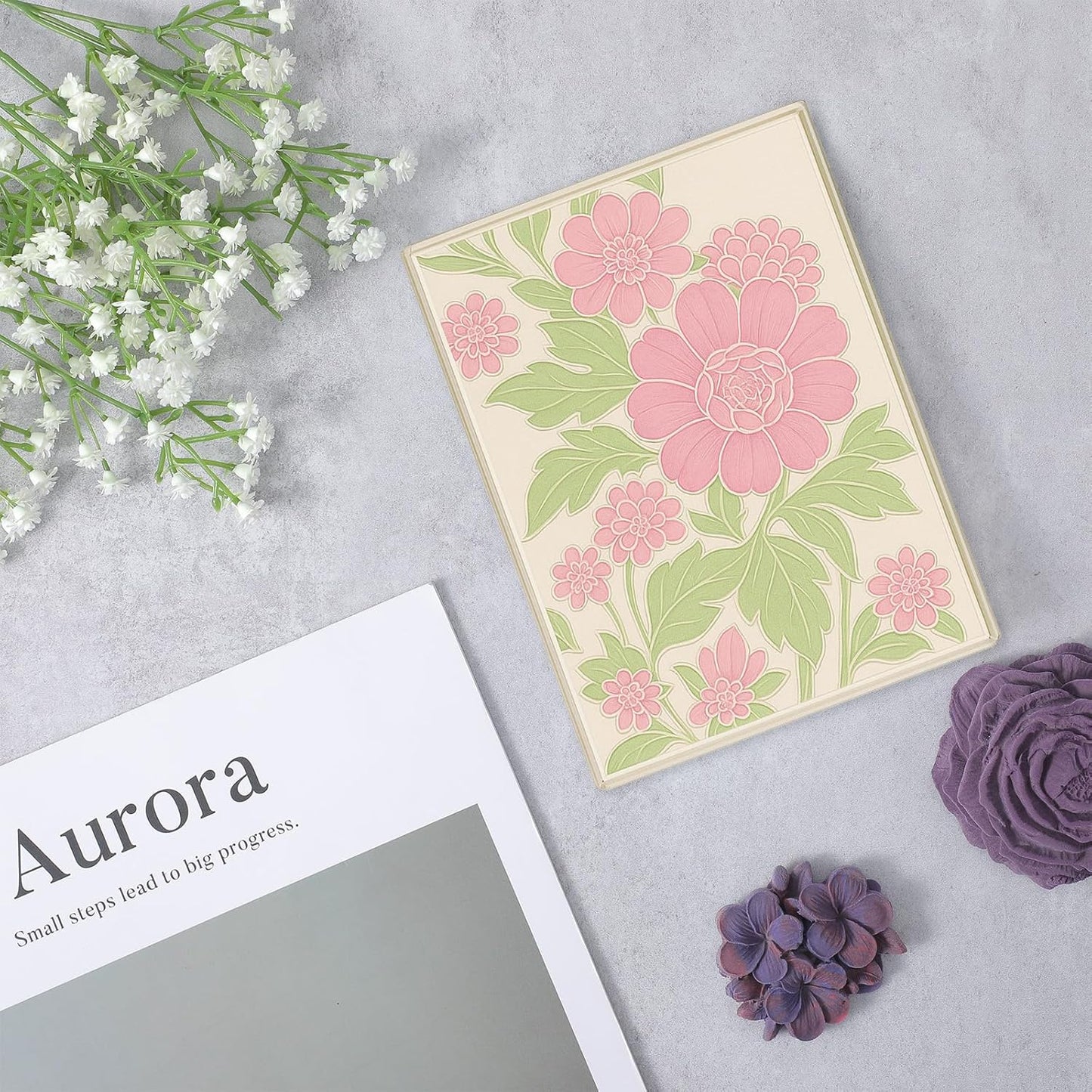 Classicseali 3D Embossing Folders,Transparent Embossing Folder, Flowers Floral Pattern, Embossed Plastic Embossing Folders for Card Making, for Scrapbooking, Paper Art, Art Supplies