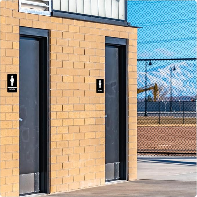 ADA Braille Womens Restroom Sign for Business with Double Sided 3M Tape - ABS Plastic Womens Bathroom Sign 9” x 6” for Offices and Restaurants