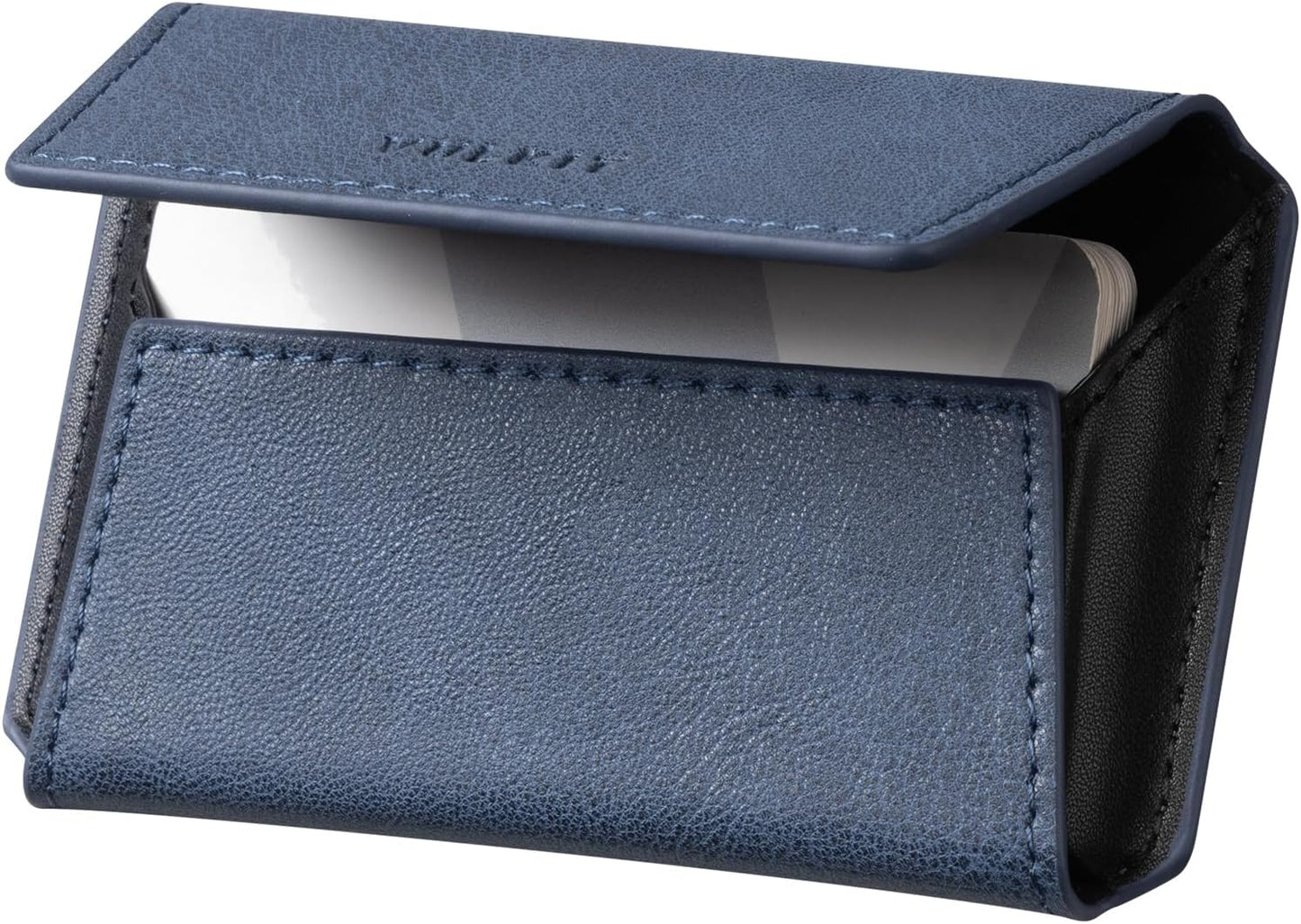 VULKIT Leather Business Card Holder Case for Men Slim Pocket Business Card Wallet Name Card Case Holder, Holds 20 Business Cards Navy
