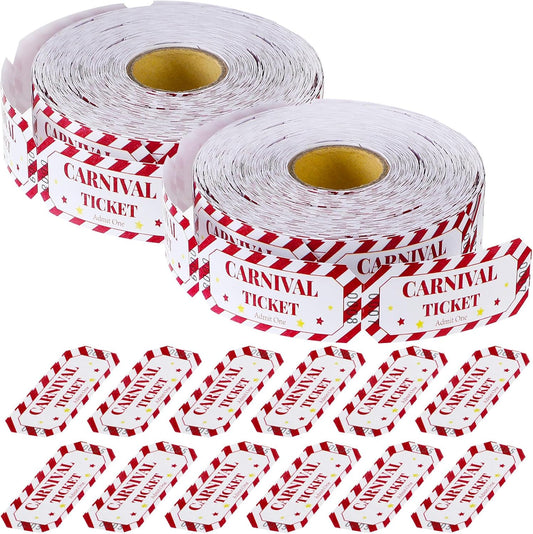 TaoBary 2 Rolls 1000 Pcs Free Drink Ticket Roll Raffle Party Tickets for Events Wedding and Parties(Carnival)