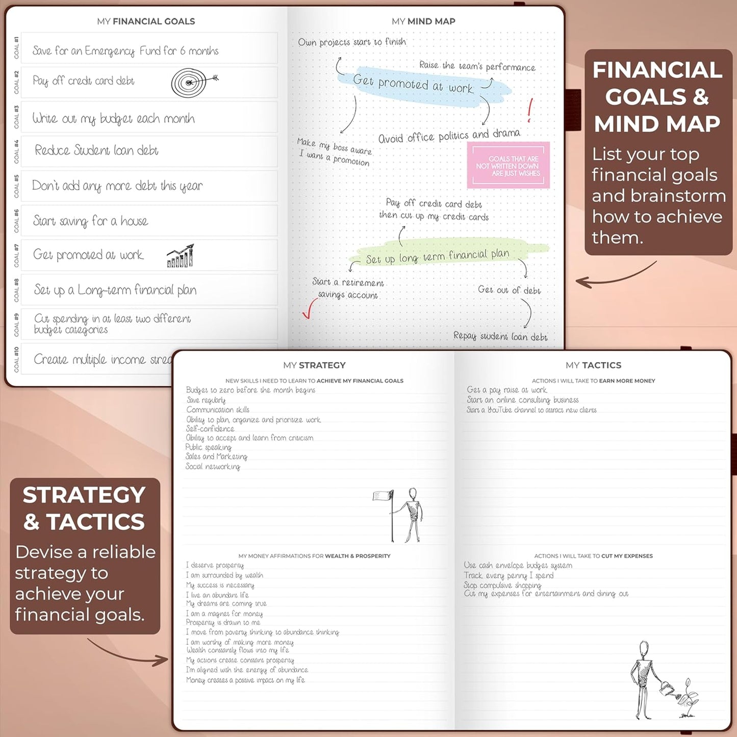 Clever Fox Budget Planner Large – Expense Tracker Notebook. Monthly Budgeting & Bill Organizer, Finance Logbook & Accounts Book, A4 (Brown)