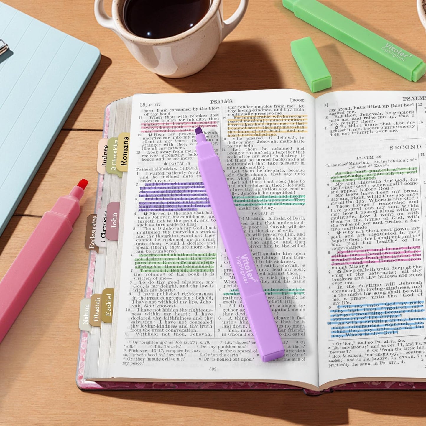 Vitoler Aesthetic Highlighters,10 Pcs Chisel Tip,Dry Fast Easy to Hold,Highlighter Set of Cute Office Desk Accessories, School Supplies