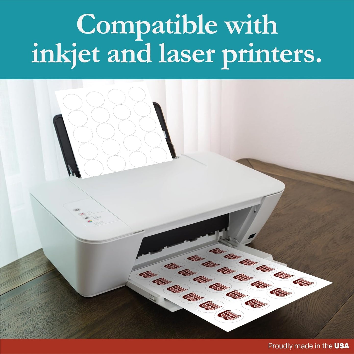 Premium Label Supply White Sticker Round Labels – 1-2/3" Circle – Laser/Inkjet Compatible – (24 per Sheet), 2000 Sheets – 48,000 Total Adhesive Labels