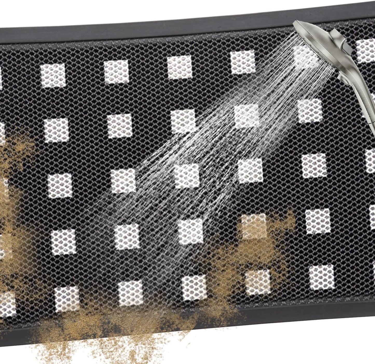 Front Door Mat Indoor Entrance 29.5"x17" for Apartments/Small Spaces, Heavy Duty Rubber Entryway Mats Backing Inside/Outside Dirt Trapping, All Weather Outdoor Rug Black and White