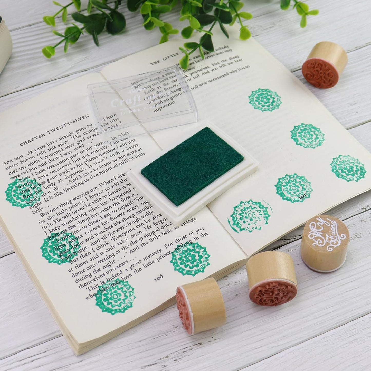 Craft Ink Pad for Rubber Stamps, Paper, Wooden, Fabric, Scrapbooking, Non-Toxic Finger Ink Pads for Kids (Blackish Green)