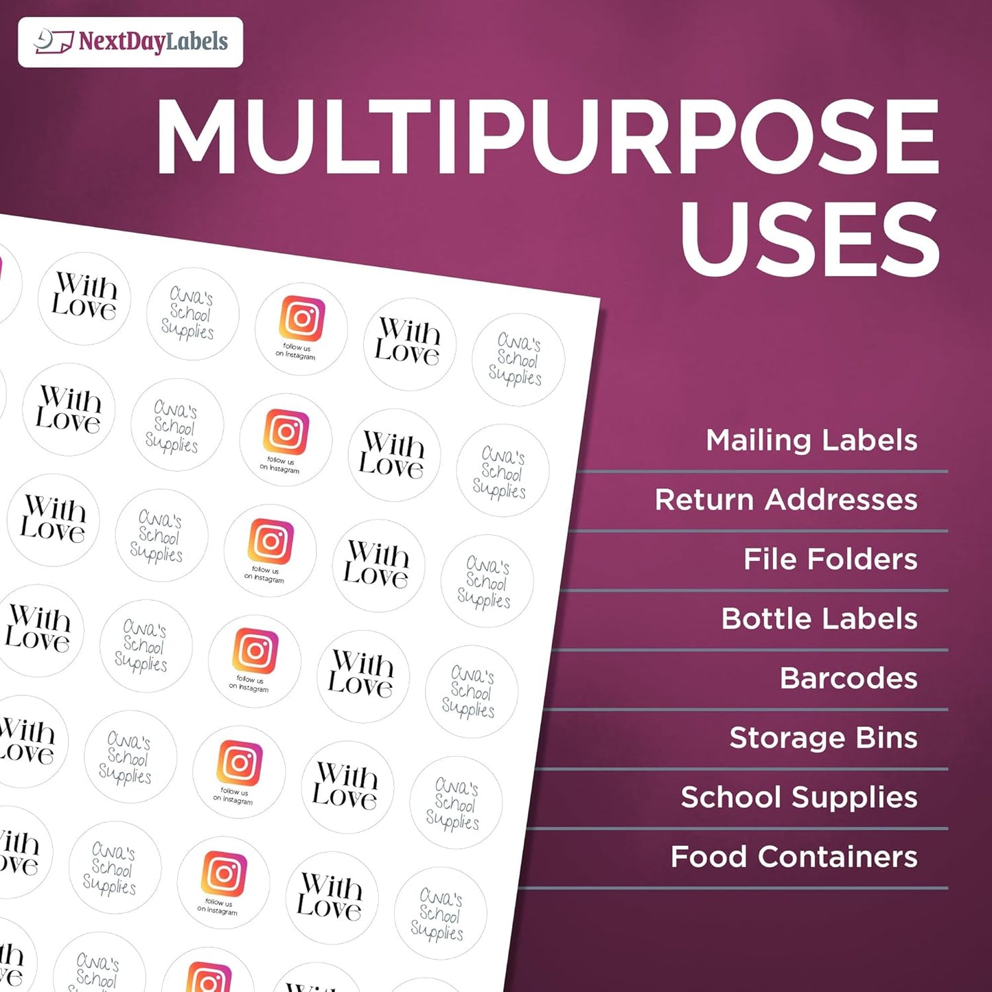 NextDayLabels - 1 Inch Round Stickers - Matte White Circle Labels (15,750 Sheets)