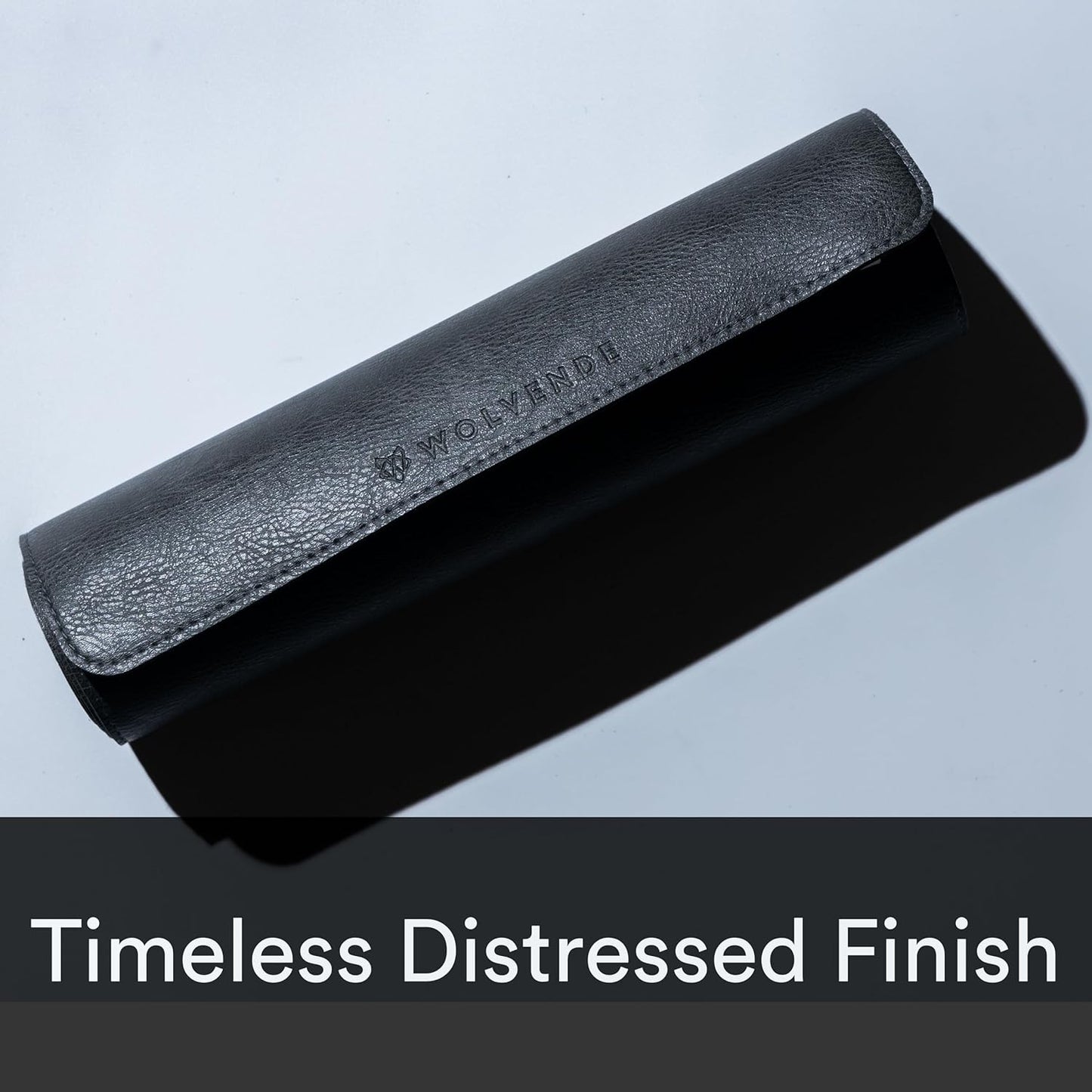 Premium Distressed Faux Vegan Leather Desk Mat | Multifunctional Desk Pad for Home Office | (Black/Grey, 12" x 27.5")