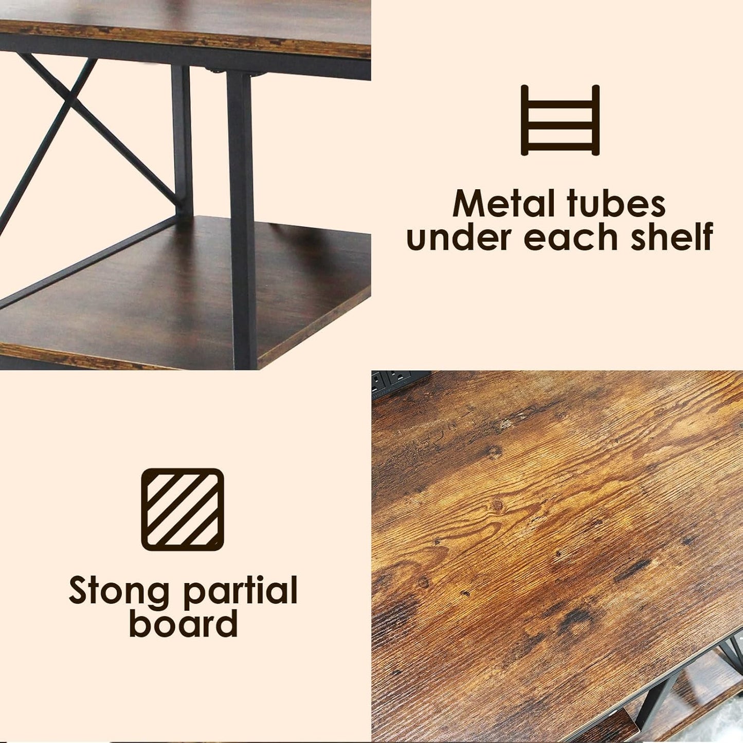 Printer Stand, Large Printer Stand with Storage, 23 x 18 Inch Printer Table for Home Office, 4 Tier Home Printer Cart with Wheels & Socket, Computer Tower Stand, Vintage Brown