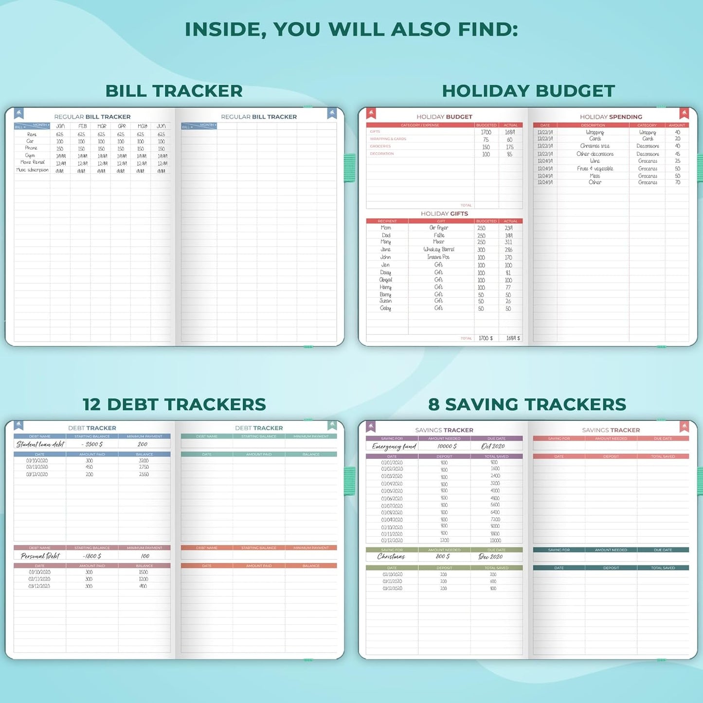 Clever Fox Bi Weekly Budget Planner – Undated Financial Organizer Book – Expense Tracker, Budgeting & Bill Notebook, A5 (Dark Teal)