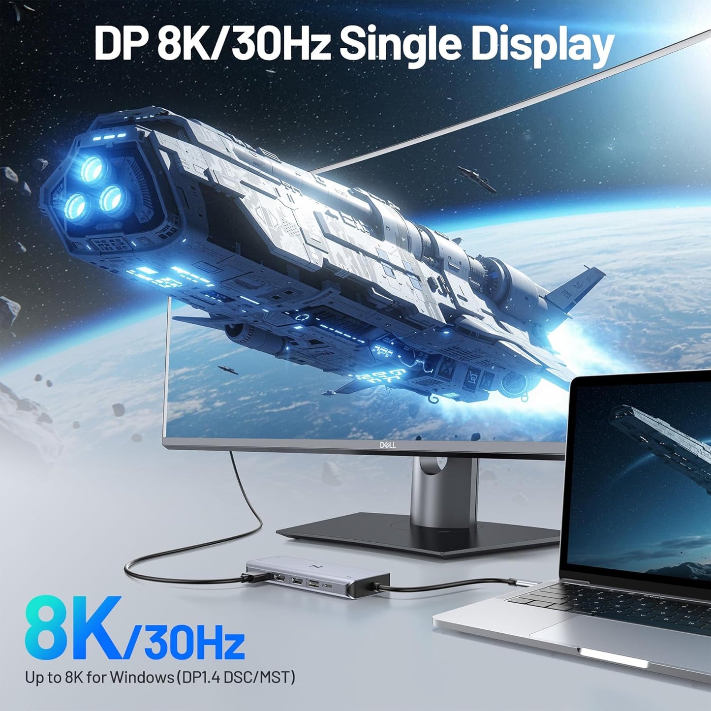 USB C Docking Station 4 Monitors,13 in 1 Laptop Docking Station 3 Monitors with Dual HDMI,8K DP,VGA,10Gbps USB A/C Data Transfer, PD Charging,USB C Hub Multiport Adapter for Windows/Mac OS Laptop