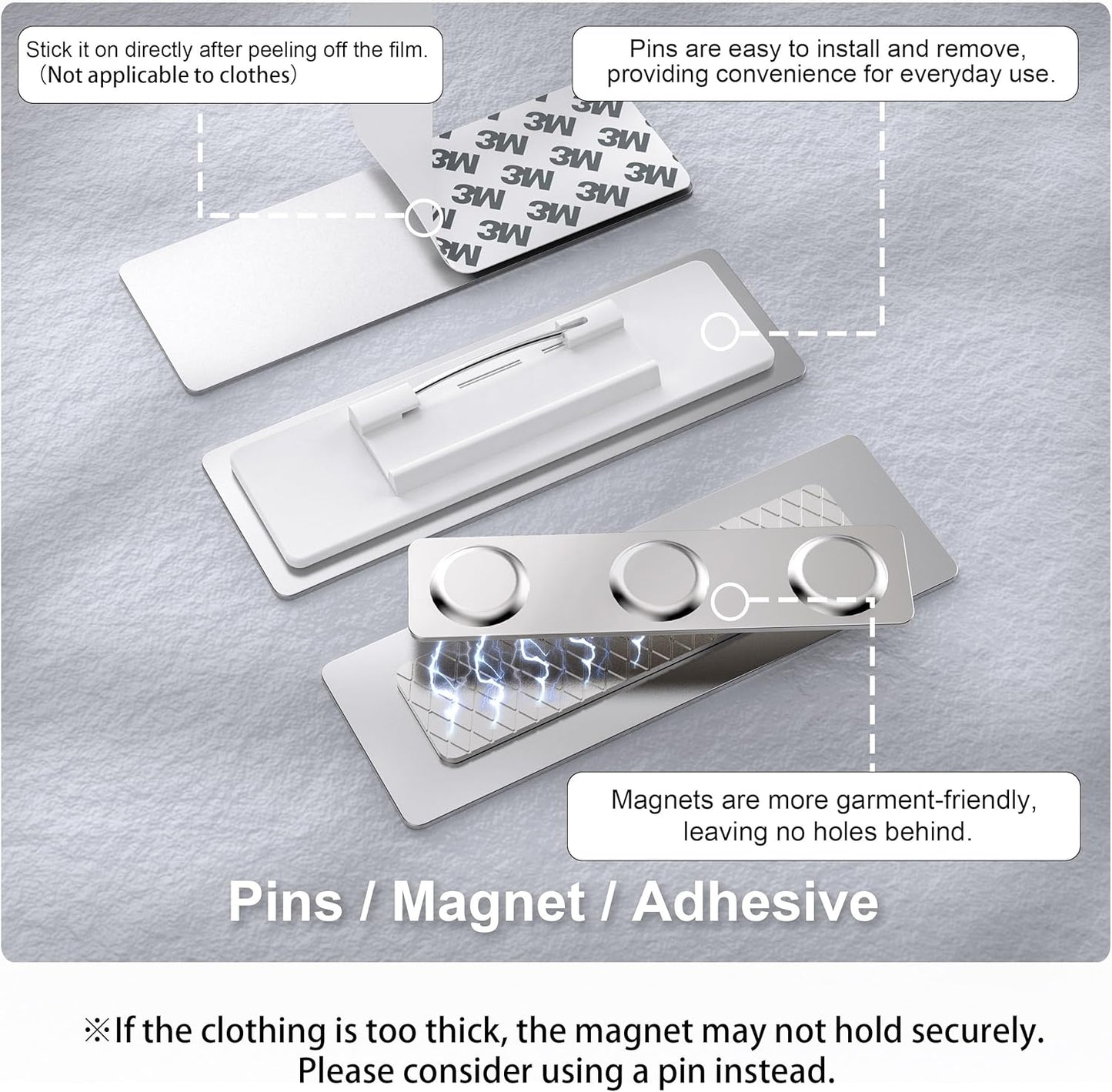 Magnetic Name Tags | Personalized Engraved Metal Identification Badges with Pin or Adhesive Backing | Custom ID Tags | 3"x1"