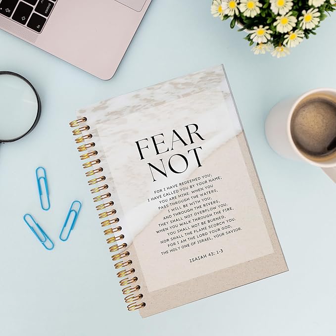VNWEK Bible Christian Notebook Journal - Bible Journaling Notebook, Christian Gifts for Women Men Faith, Notebook Spiral Bound with, Isaiah 43 1-3 Writing Pads