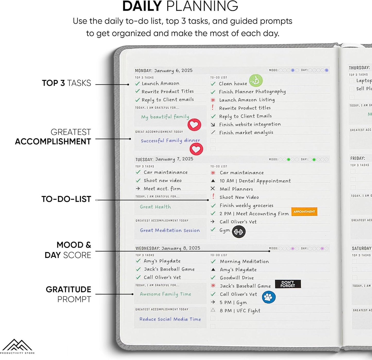 Undated, 2025 Planner, 8.5" x 11" - The #1 Productivity Planner to Achieve Your 2025 Goals - Planner 2025-2026 by PRODUCTIVITY STORE (A4, GREY)