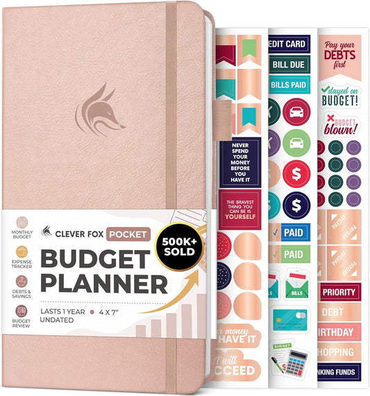Clever Fox Budget Planner Pocket – Mini Expense Tracker Notebook. Monthly Budgeting Organizer, Finance Logbook & Accounts Book, Small (Rose Gold)