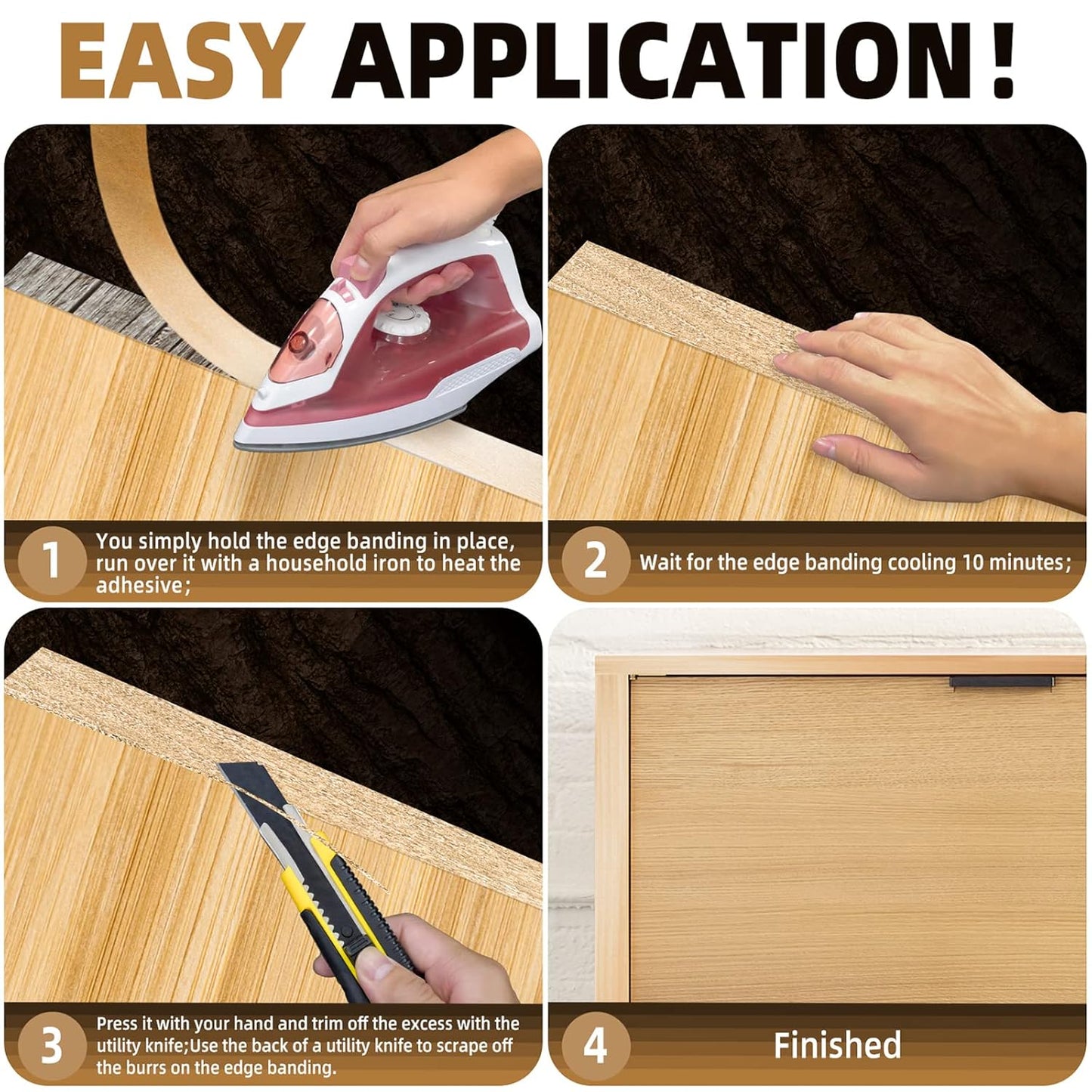 GSCIT Club Maple Edge Banding, 1/2 inch x 500ft roll of Veneer Edge Banding Preglued Flexible, Wood Tape Banding for Cabinet Repair Furniture