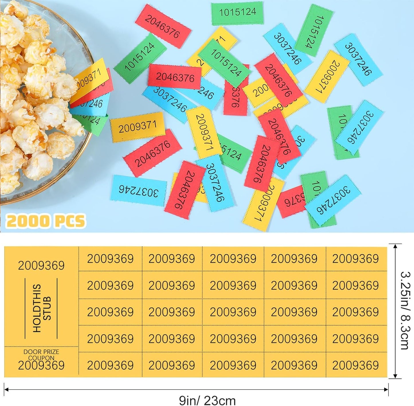 Kosiz 2000 Sheets Raffle Ticket 25 Bid Chinese Auction Tickets Tricky Tray Basket Raffle Sheets for Back to School Class Rewards Carnival Door Prizes Events(Dark Yellow, Red, Lake Blue, Dark Green)