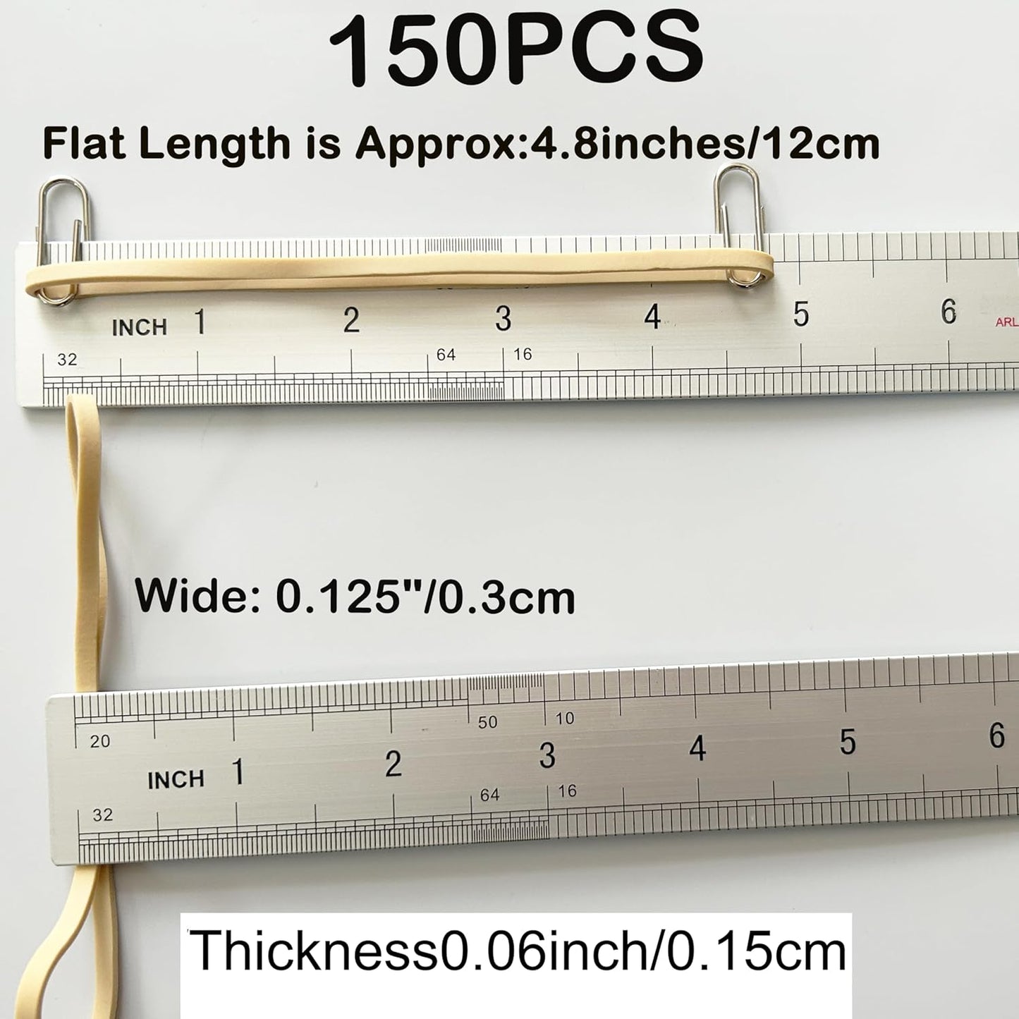 Rubber Bands 150Pcs 4.8inch Big Elastic Rubber Band Beige Large Rubber Bands for Office Supplies File Folders Litter Box (4 4/5" x 1/8")