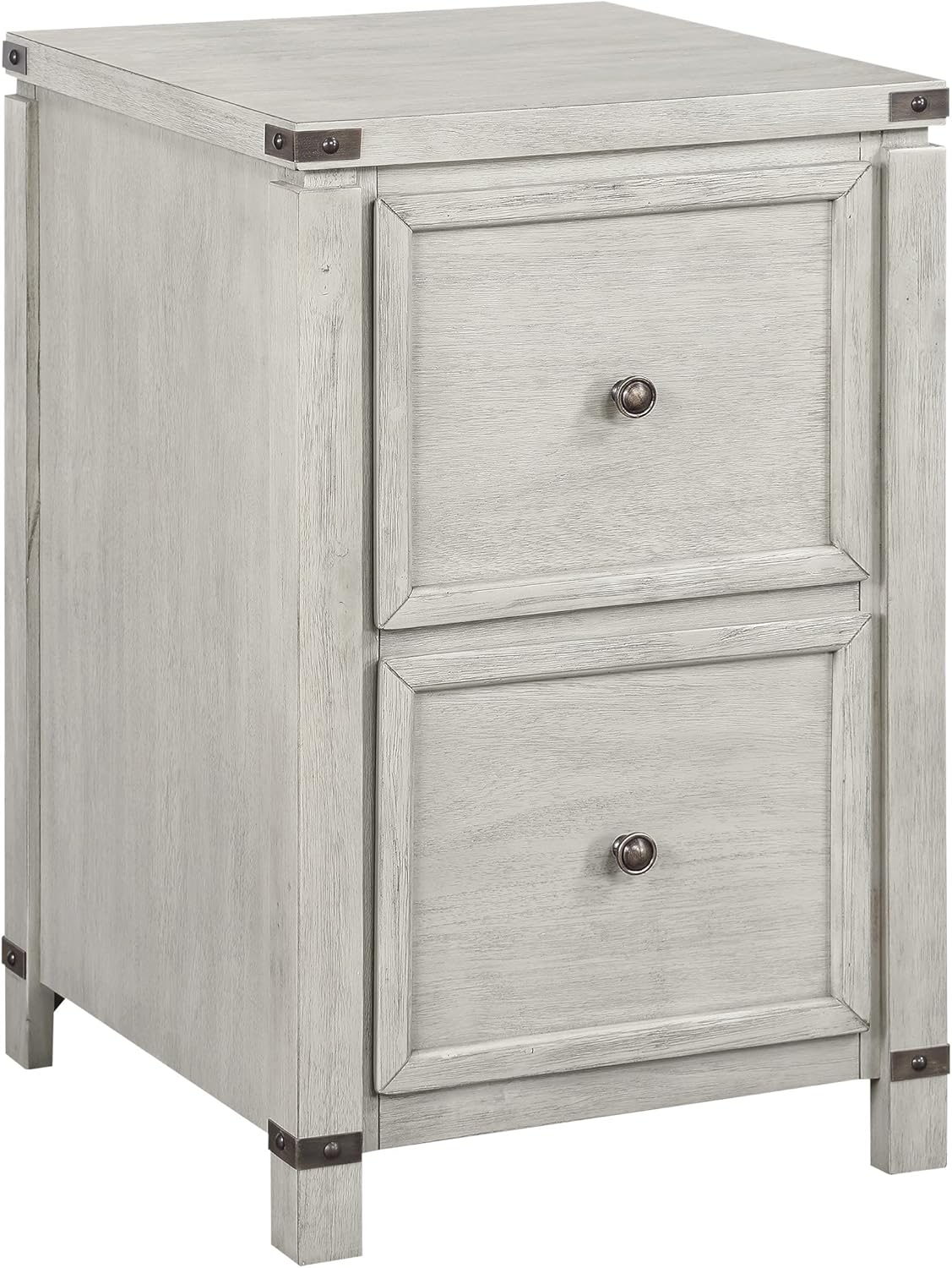 OSP Home Furnishings Designs Baton Rouge 2 Drawer File Cabinet with Rustic Design and Metal Accents, Champagne Oak