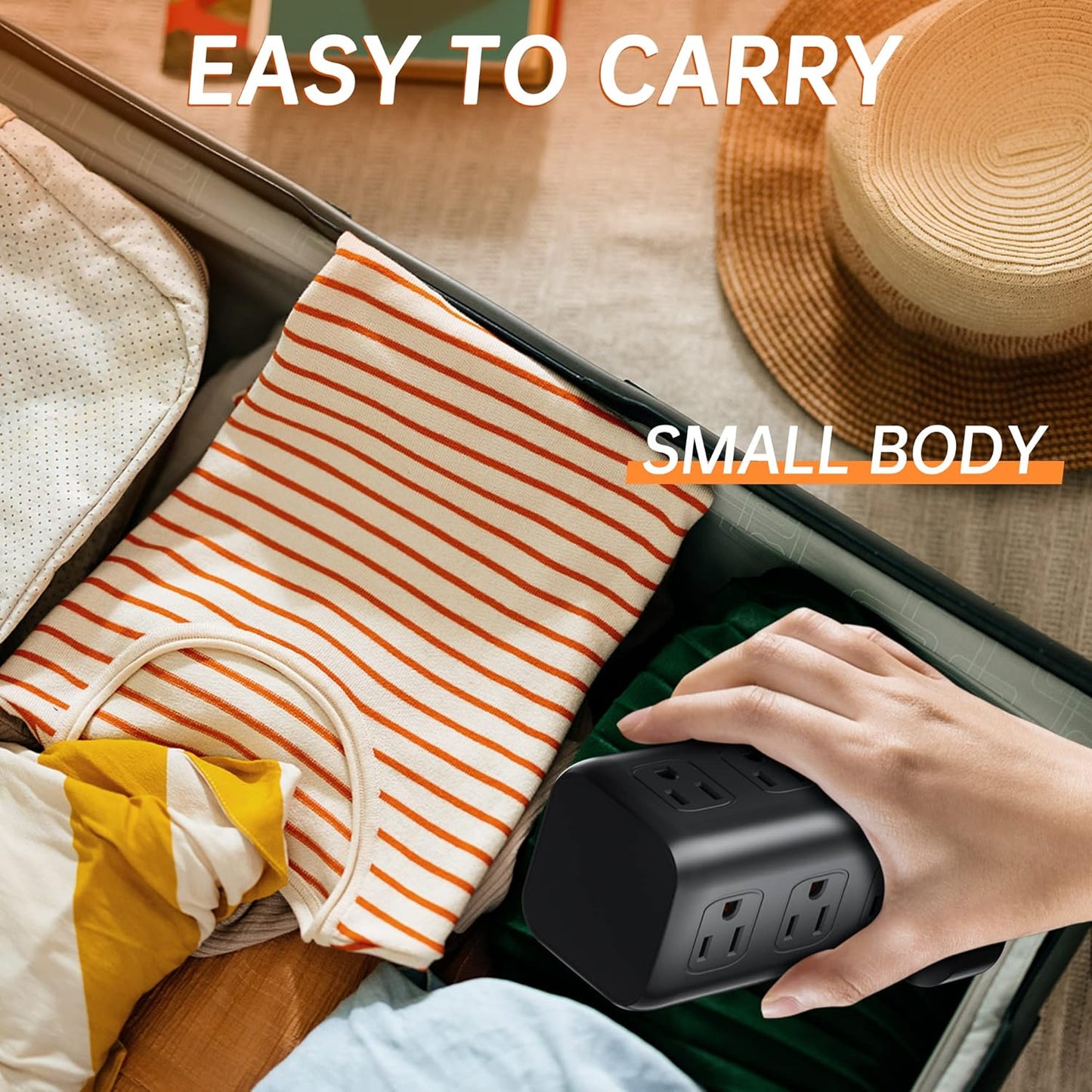 PD 20W USB C Surge Protector, Mini Power Strip Tower Travel 12 AC 4 USB Power Strip with USB Ports 6.5FT Overload Protection for Home Office