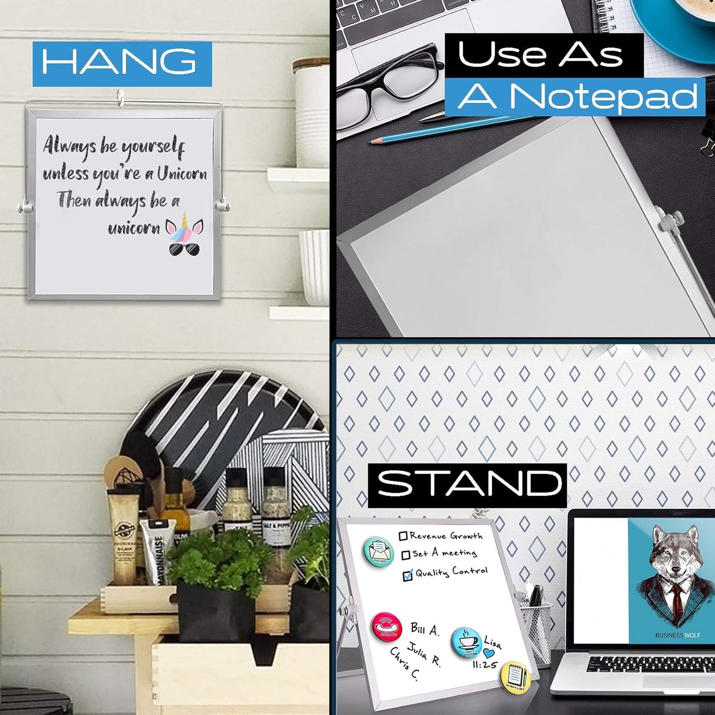 Small Desktop Weekly Planner White Board - Calendar 10"x10" Dry Erase Magnetic to Do List Board with Stand, 3 Markers, 4 Magnets, Eraser - Portable Tabletop Whiteboard for Home School & Office