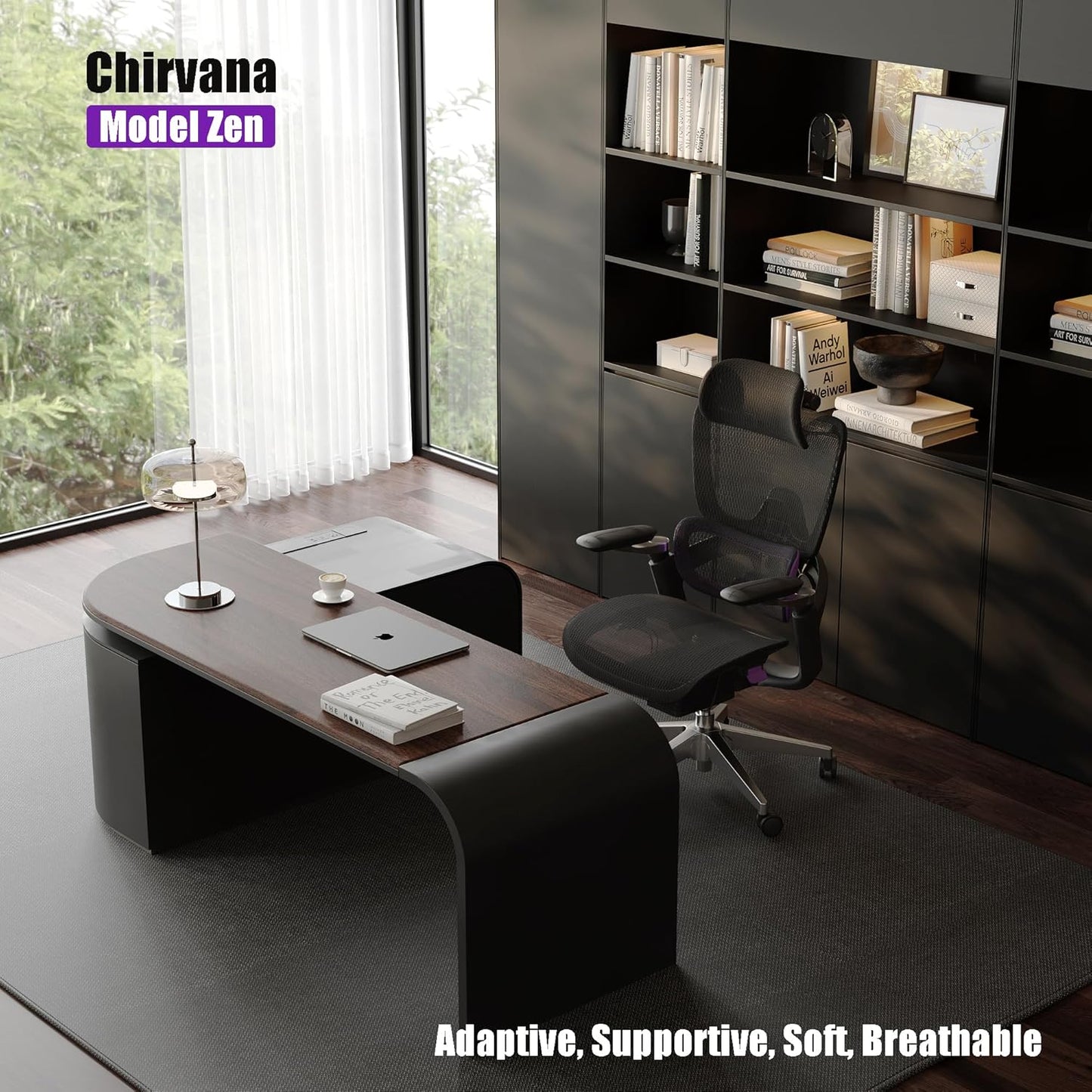 Ergonomic Office Chair, Mesh Home Office Desk Chair with Adjustable Lumbar Support, Big and Tall Gaming Chair with 4D Headrest, 5D Armrest,90-130°Tilt, BIFMA Certified, Model Zen (Purple)