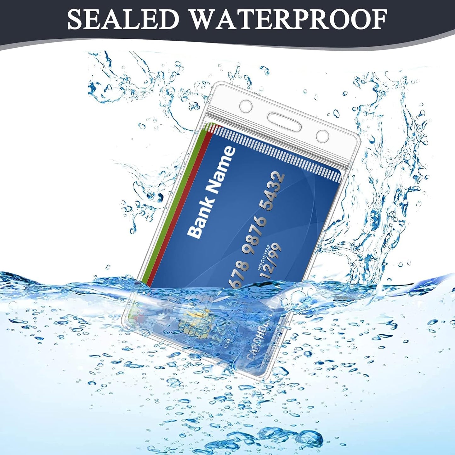 30 Pack ID Badge Holder - Vertical Badge Holder, 2.25" x 3.5" Clear Cards Holders for Lanyard, Plastic Sealable Waterproof, Name Tag Holder for Nurses, Office and School