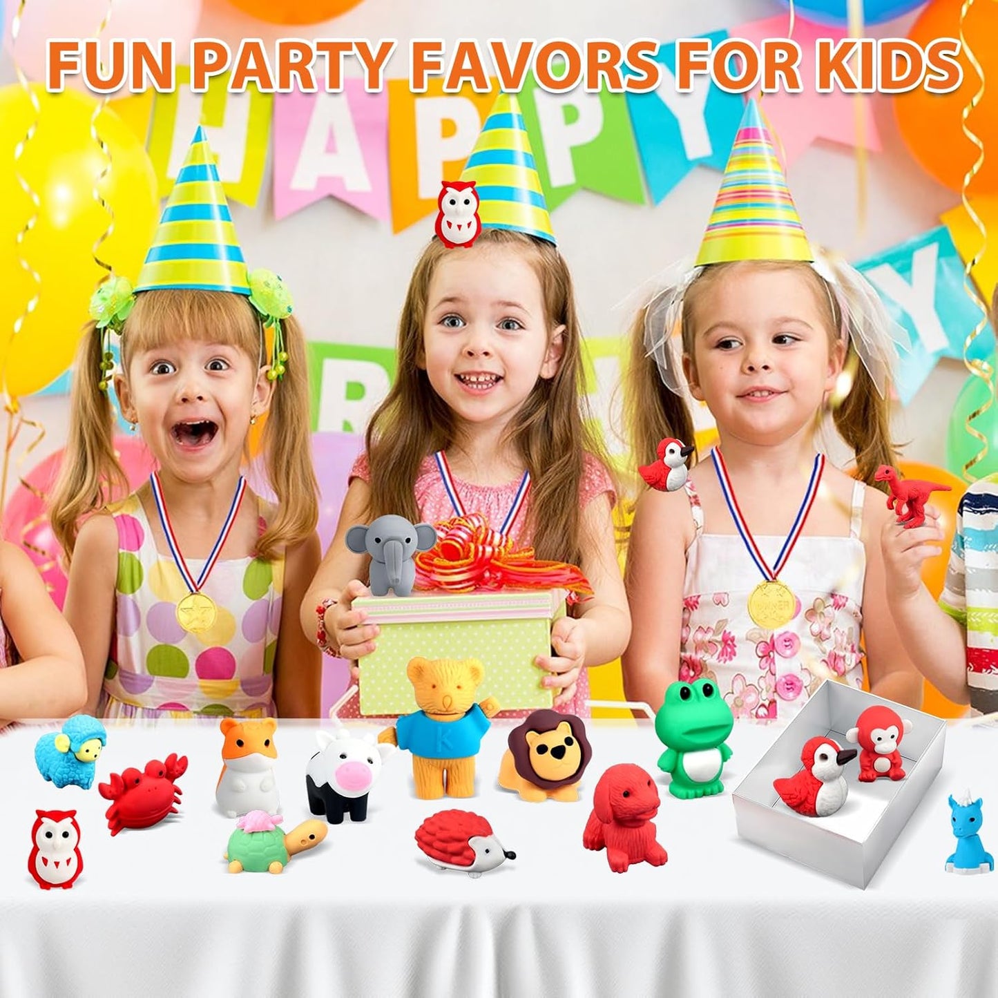 Zkptops 60Pcs Animal Erasers Kids Desk Pets Animal Pencil Erasers Puzzle Erasers Toy Mini Eraser Prize Bulk for Classroom Reward, Treasure Box, Easter Egg Filler, Party Favor, Goodie Bag Stuffer Gift