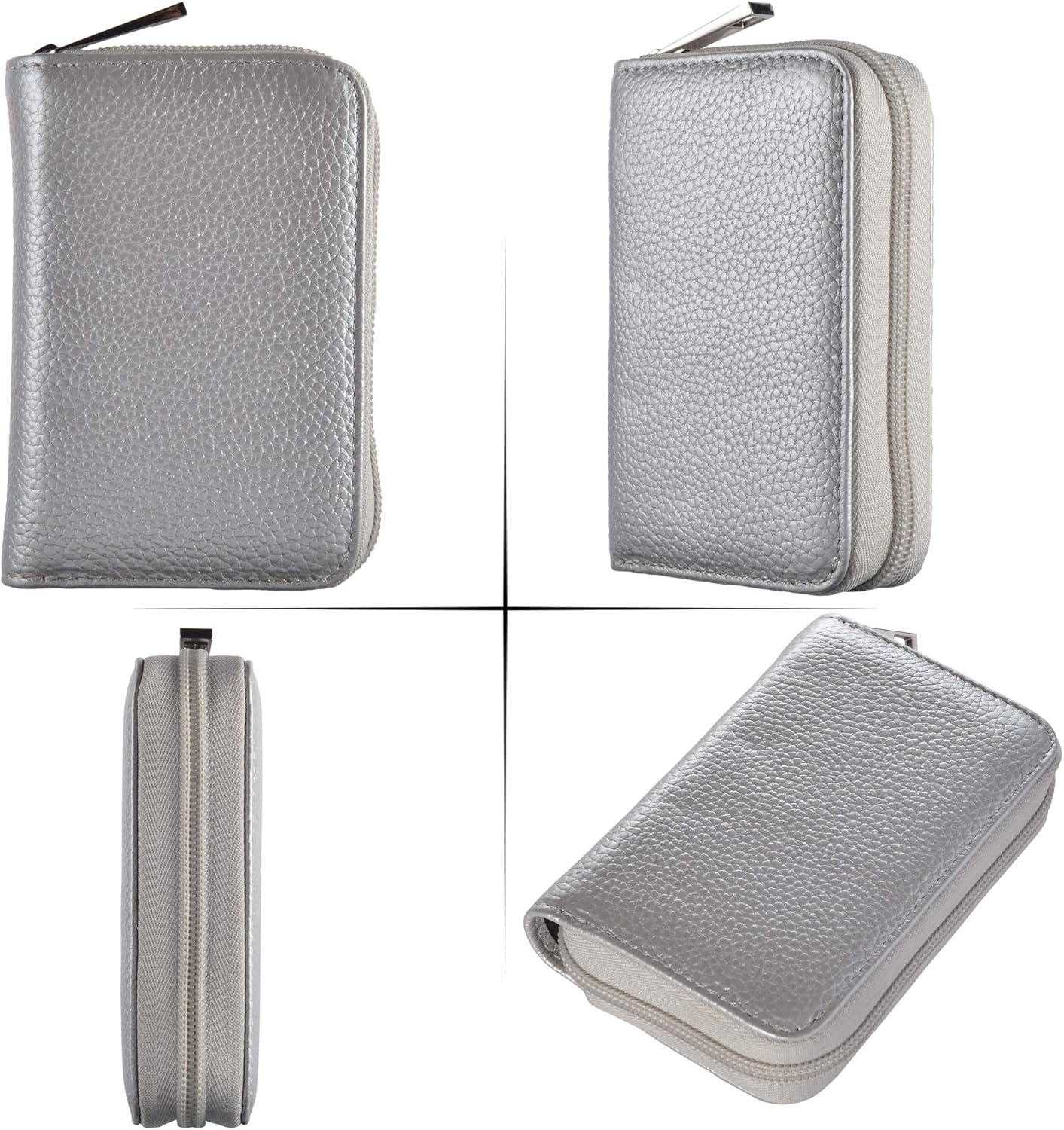 Easyoulife Genuine Leather Credit Card Holder Zipper Wallet With 26 Card Slots