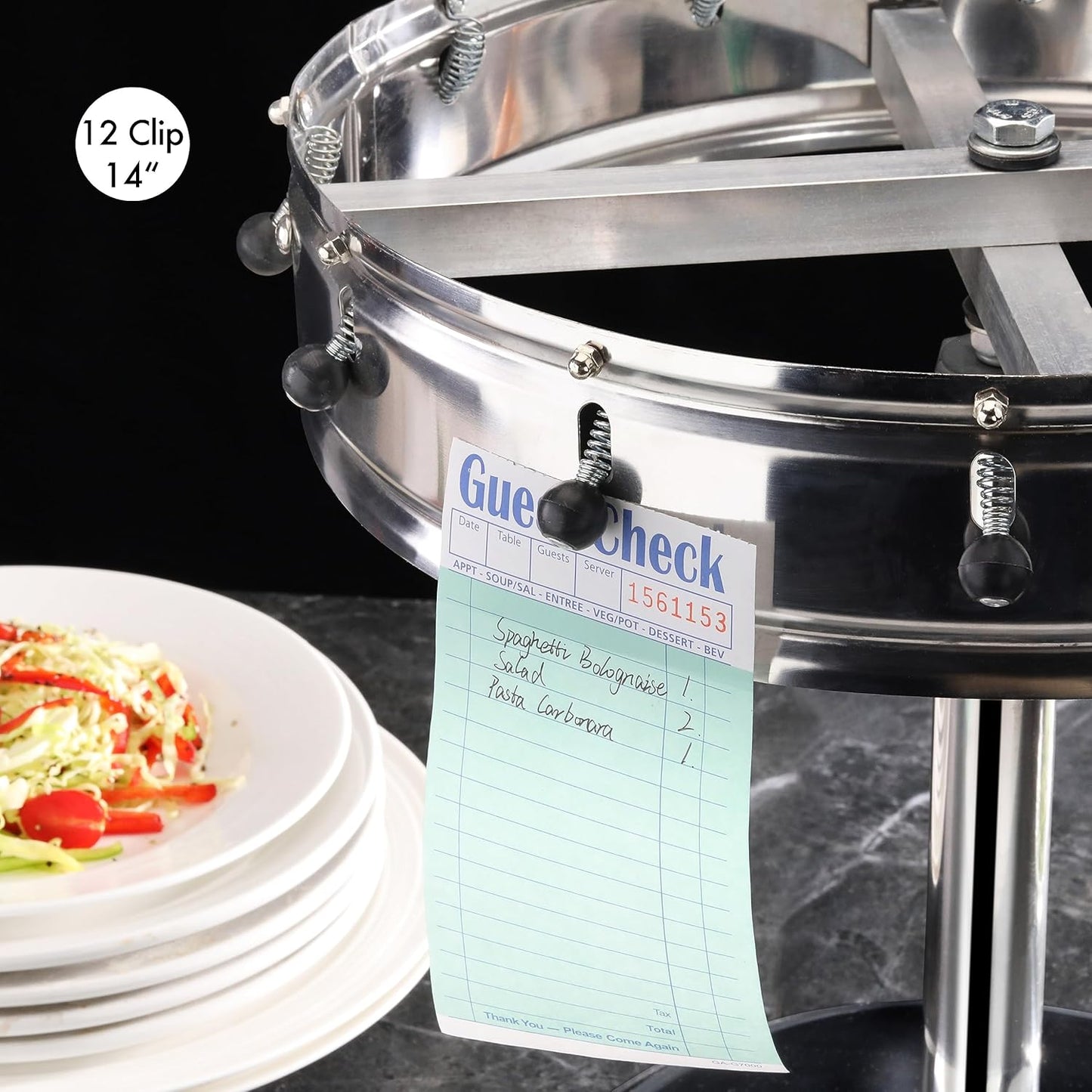 New Star Stainless Steel Order Wheel Ticket Holder, 20 Clips, 23-Inch Dia with 10-Inch Chrome Heavy Base, 1 Piece