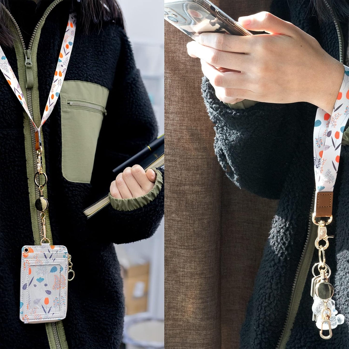 bolimoss 3 Pack Retractable Badge Reel Metal ID Badge Holder with Belt Clip Key Ring for Name Card Keychain for Nurse,Volunteer,Teacher,Student (Gold)