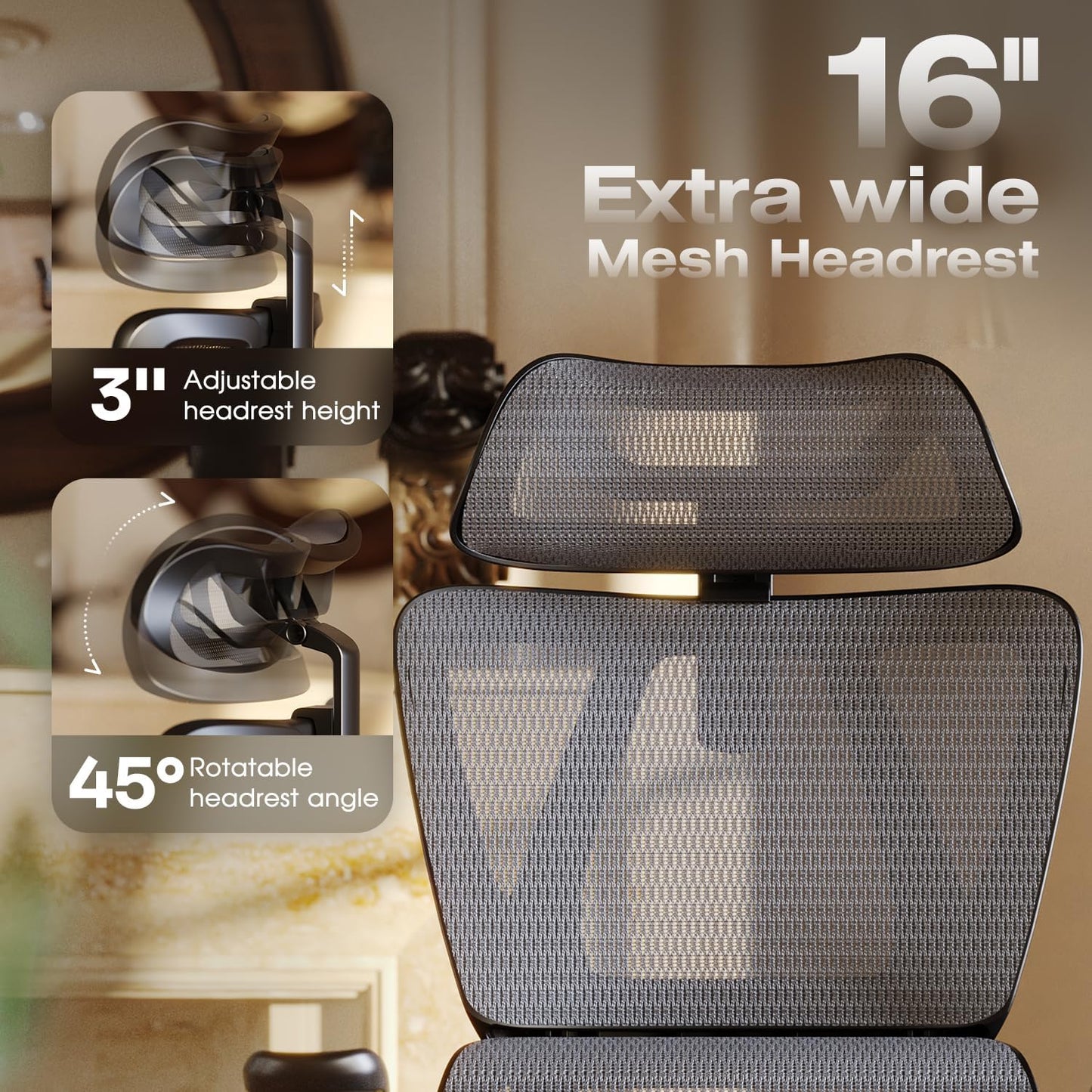 T11 Ergonomic Office Chair,High Back Desk Chairs with Separate Lumbar Support,Magic Armrests,Adjustable Wide Headrest,Comfy Executive Computer Chair,Big and Tall Mesh Chair for Home Office