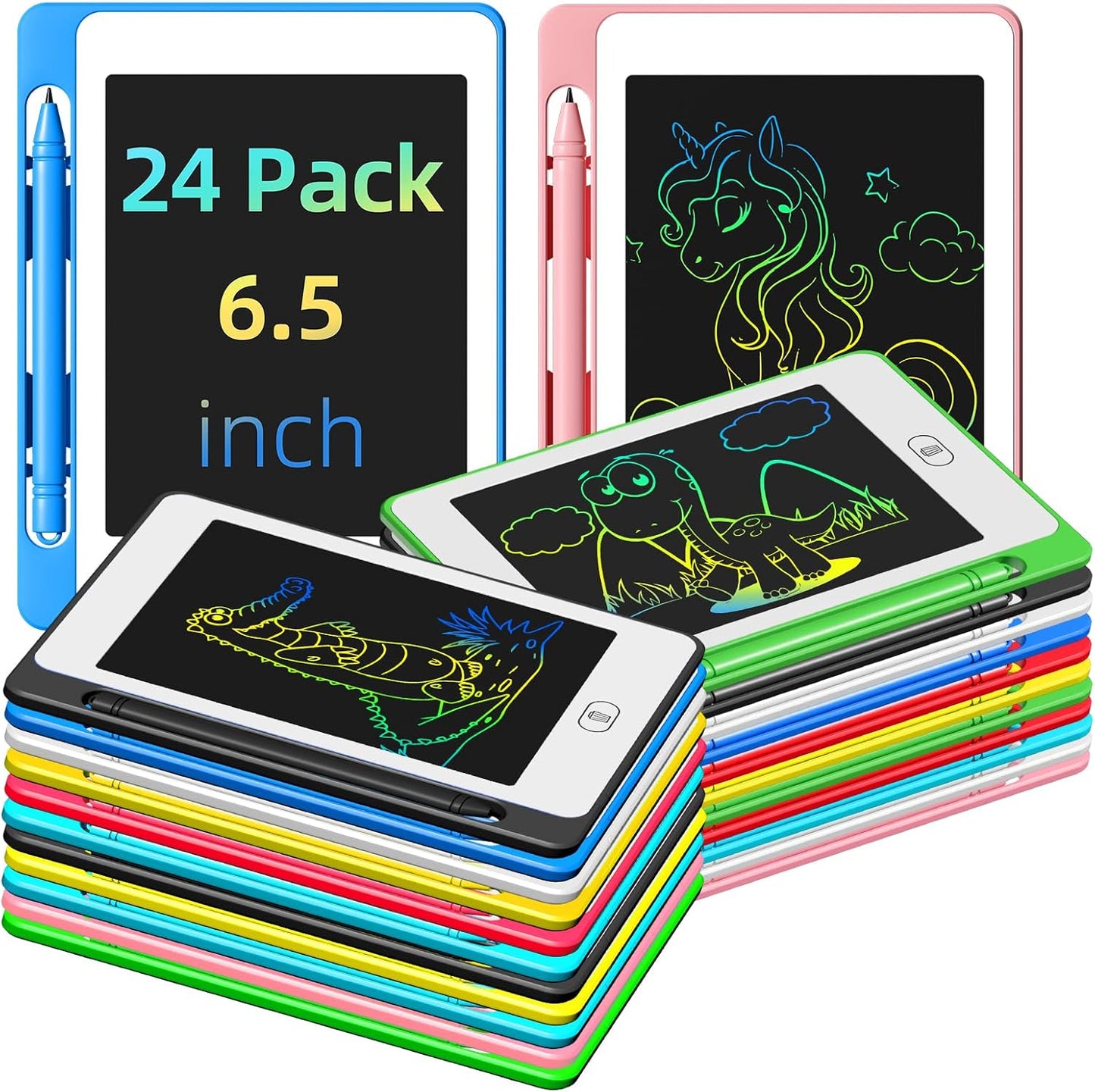 24 Pack LCD Writing Tablet for Kids, 6.5 Inch Colorful Doodle Board Drawing Tablet, Erasable Reusable Electronic Drawing Pads, Educational Learning Toys Birthday Gifts for Girls Boys Age 3 4 5 6 7 8