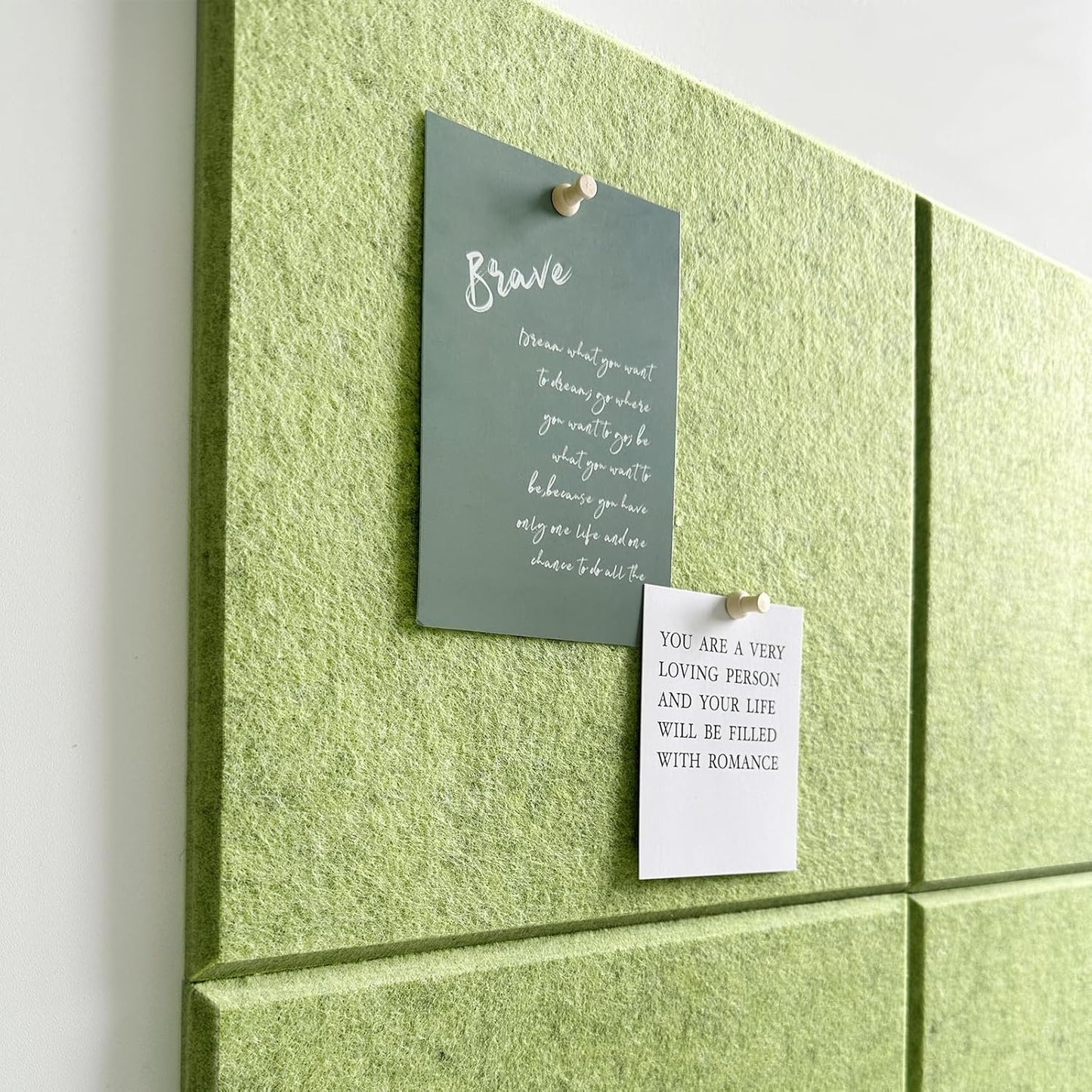 Large Cork Board for Office Wall Decor,48"x36"-12 Pack Felt Wall Tiles with Safe Removable Adhesive Tabs, 1/2" Thick, Felt Bulletin Board Pin Board Cork Boards for Walls - Matcha Green