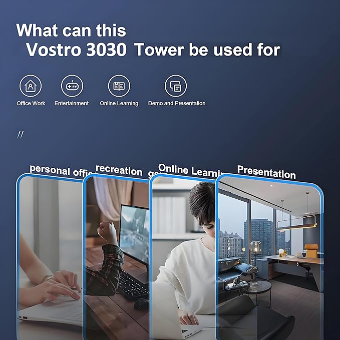 Dell Desktop Computers, 3030 Tower Desktop PC, 14th Gen Intel Core i5-14400 (Beat i7-13620H), 32GB DDR5 RAM, 1TB PCIe SSD, WiFi Adapter, DisplayPort, HDMI, Type-C, Keyboard and Mouse, Windows 11 Pro