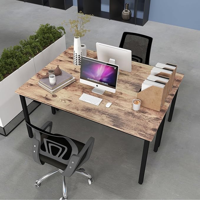 Bonzy Home Conference Tables 9ft Office Computer Desk for Meeting Room Study Writing Printer Podcast Table for 4-8 People Rustic Brown 2PCS 110.2"x23.6"x29.5"