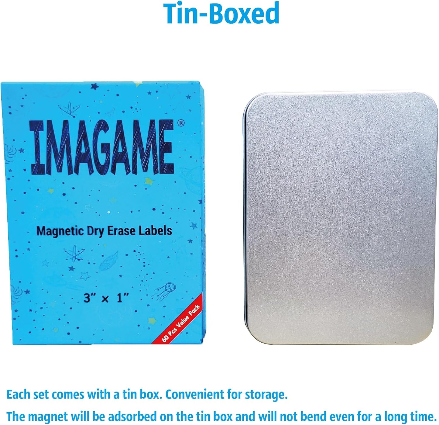 Magnetic Dry Erase Magnets Labels 3x1 inches, Reusable Name Tags, Organizing Schedules in Office/Classroom. Work on Fridge/White Board (Grey 60Pcs)